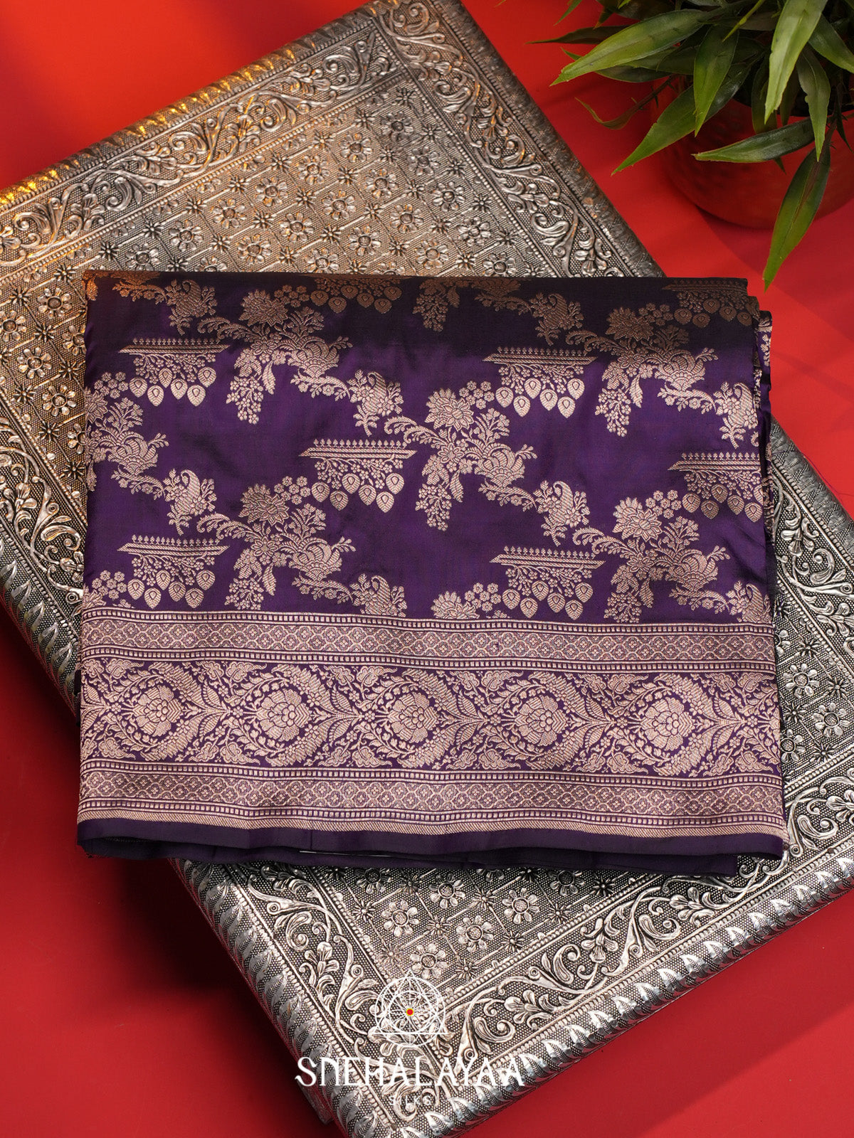 Purple Banarasi Silk Saree