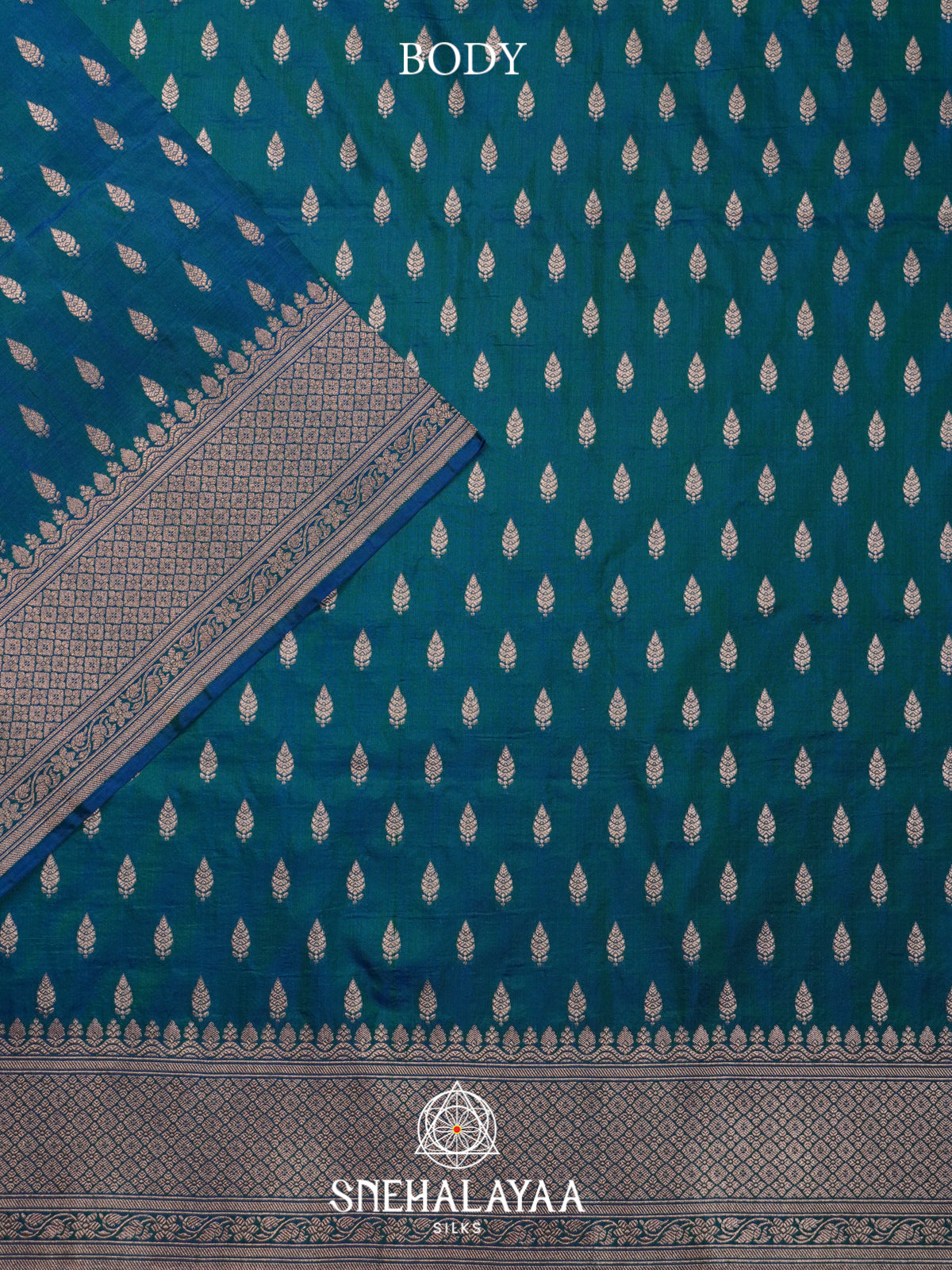 Teal Blue Banarasi Silk Saree