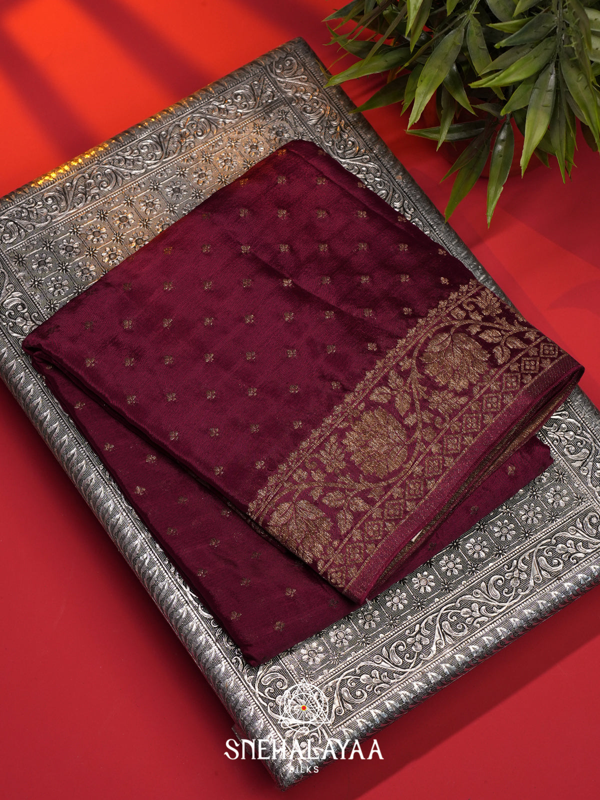 Maroon Banaras Saree