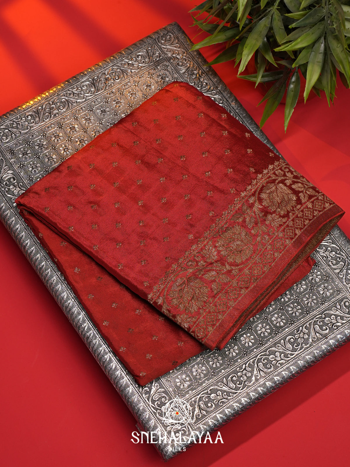 Tomato Red Banaras Saree