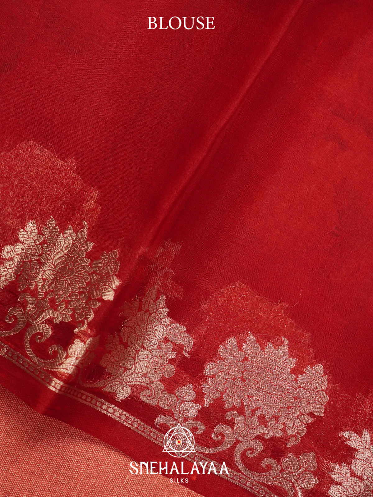 Red Floral Printed Kora Saree