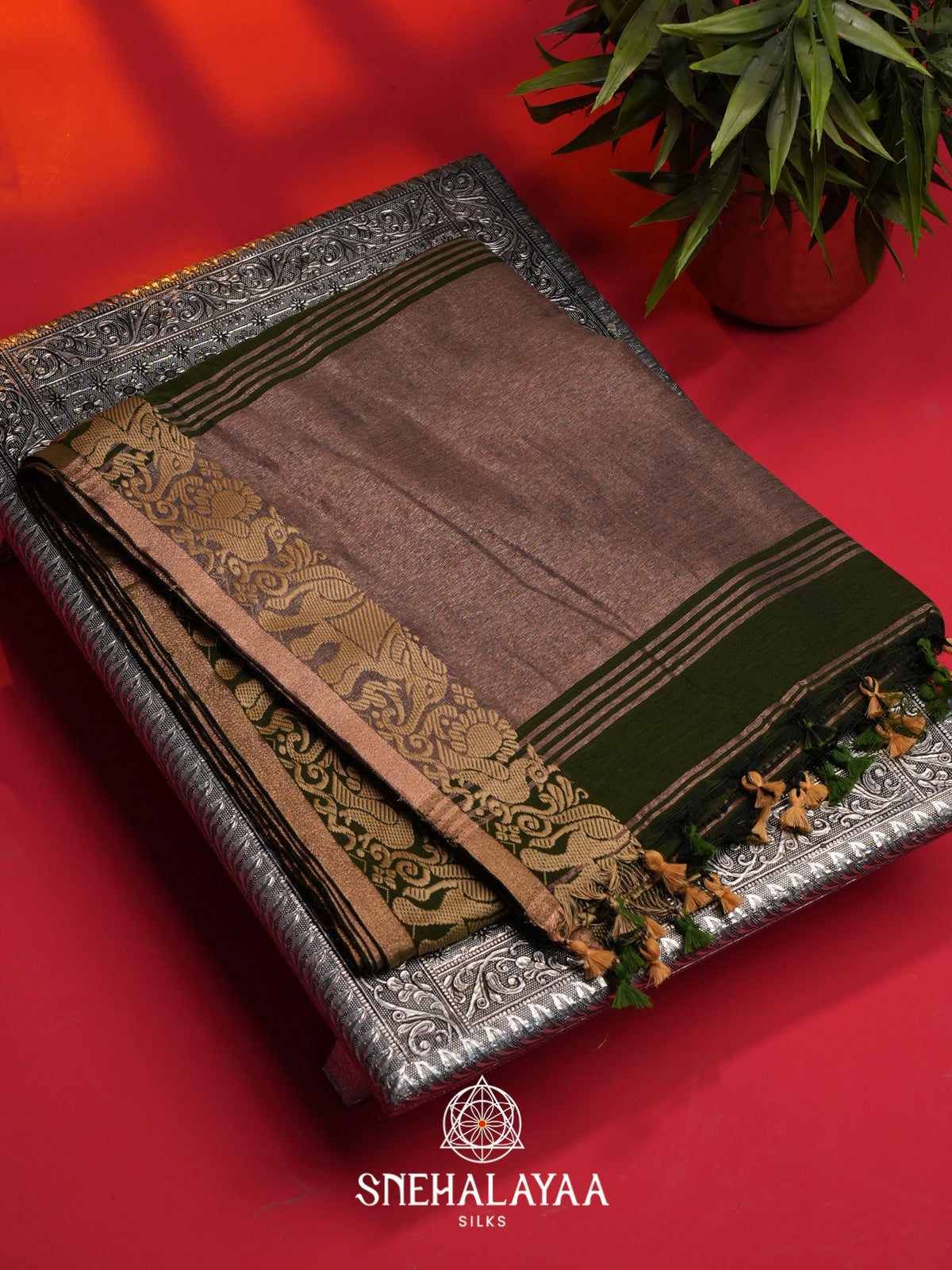 Mehendi Green Mul Cotton Saree