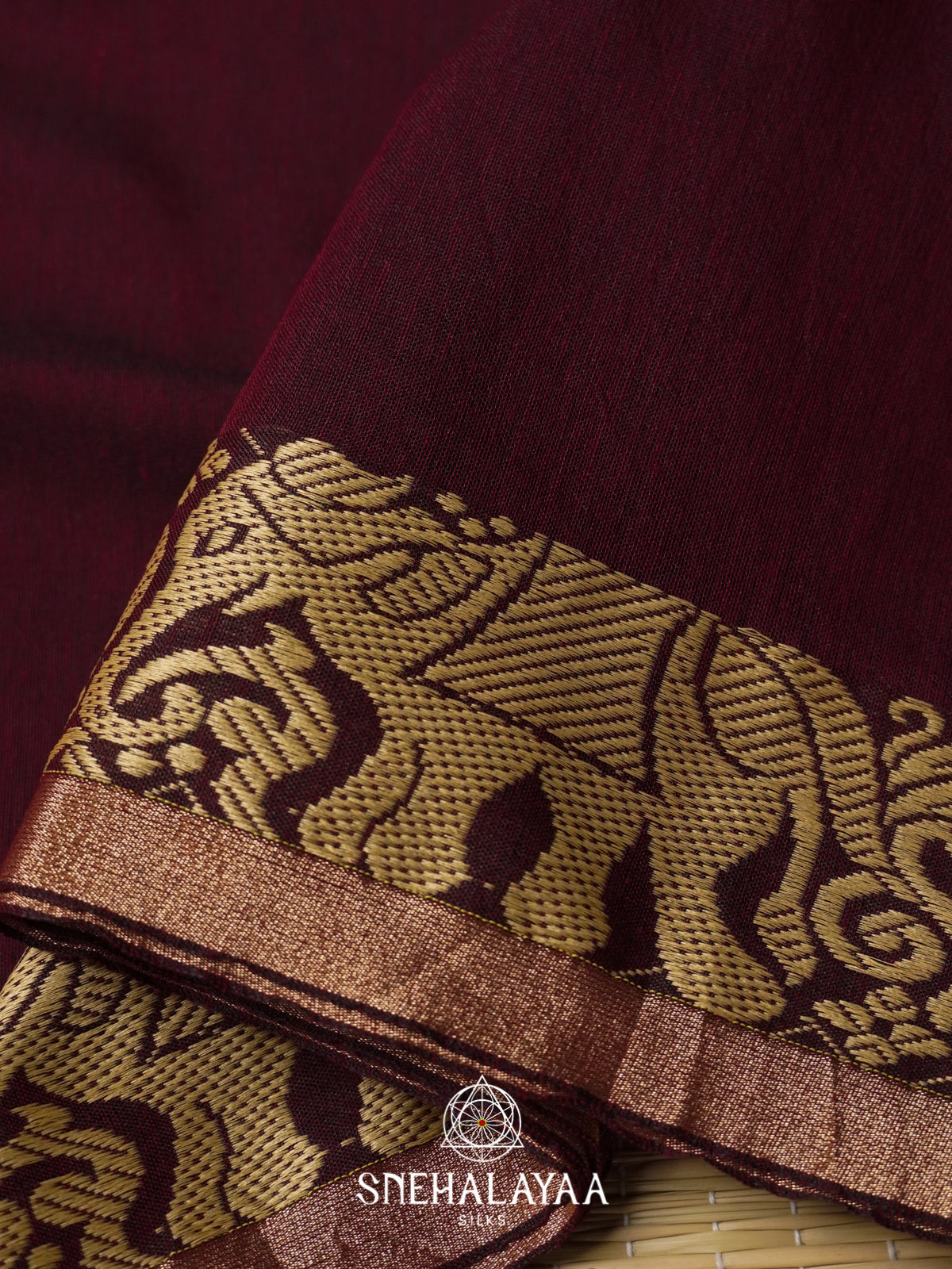 Maroon Mul Cotton Saree