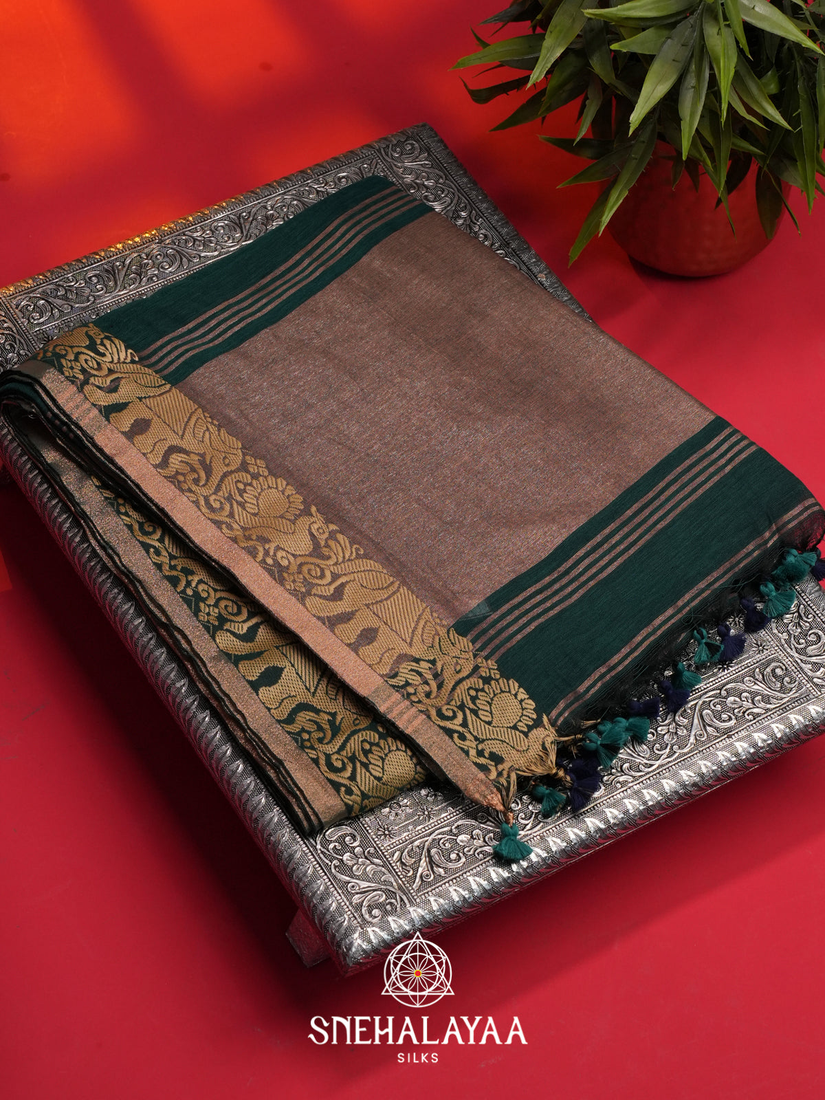 Green Mul Cotton Saree