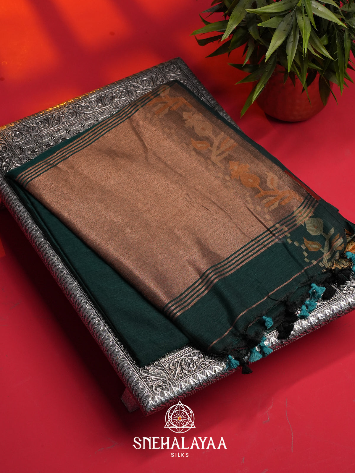 Peacock Green Mul Cotton Saree