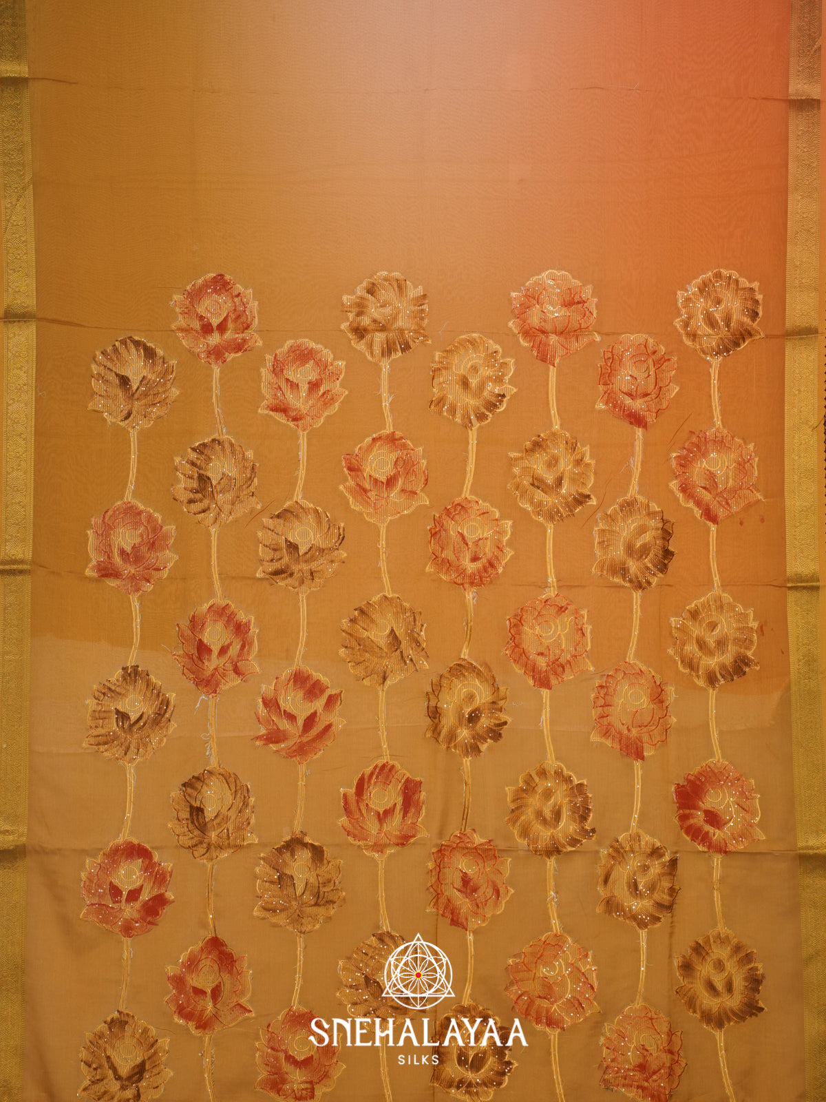 Mustard  Semi Crepe Silk Saree