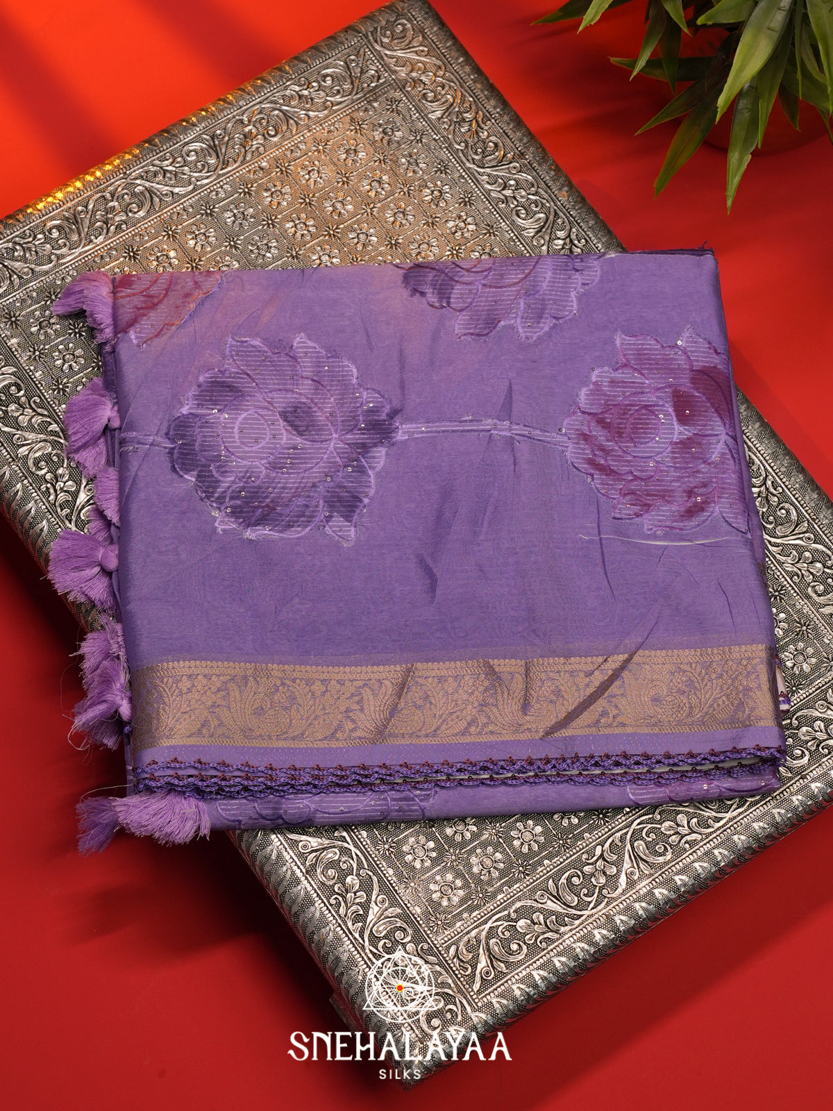 Lavender  Semi Crepe Silk Saree