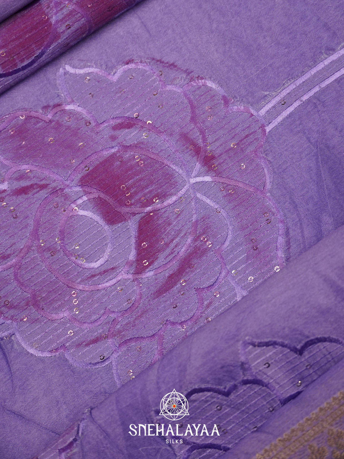 Lavender  Semi Crepe Silk Saree
