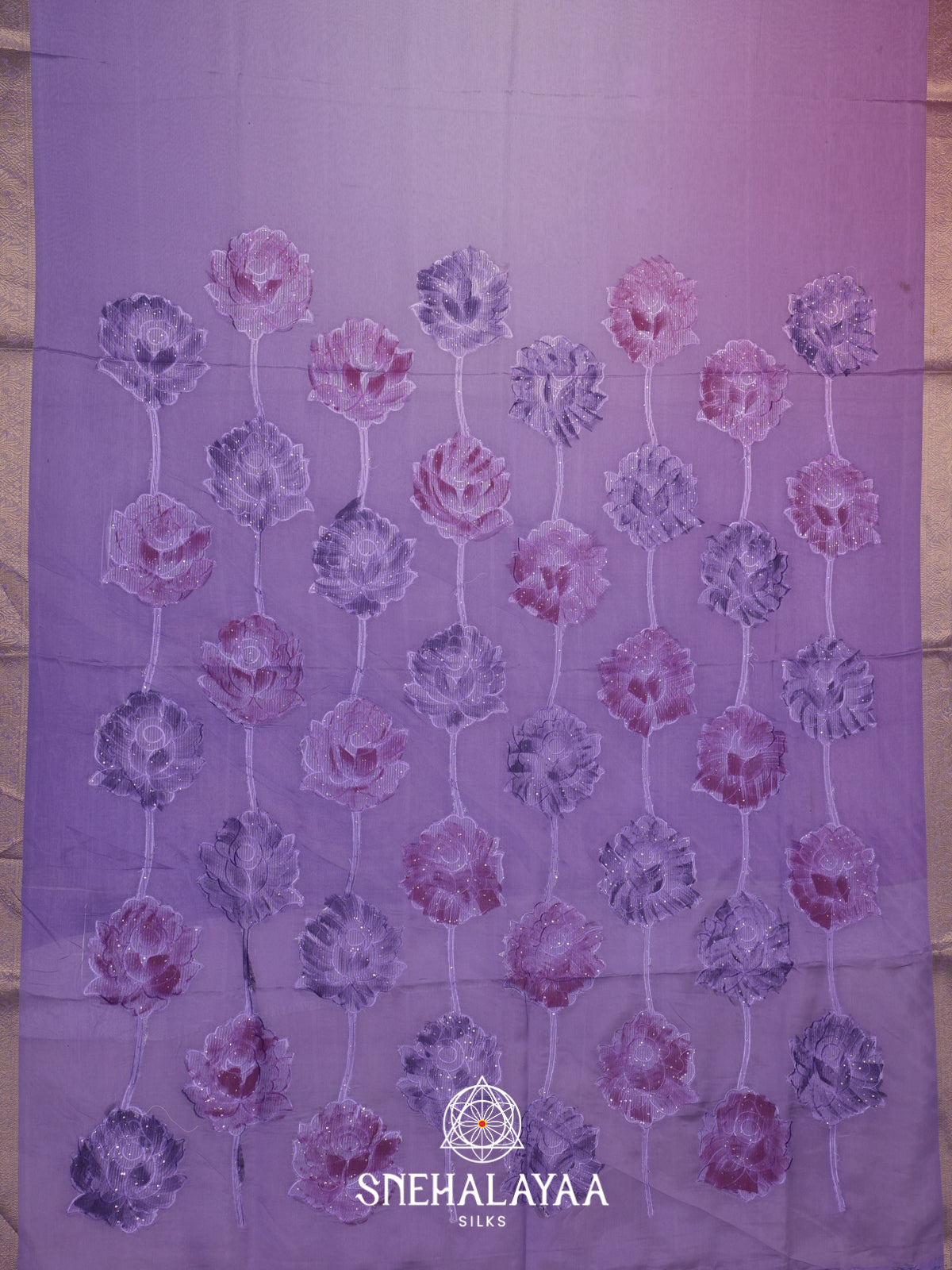 Lavender  Semi Crepe Silk Saree