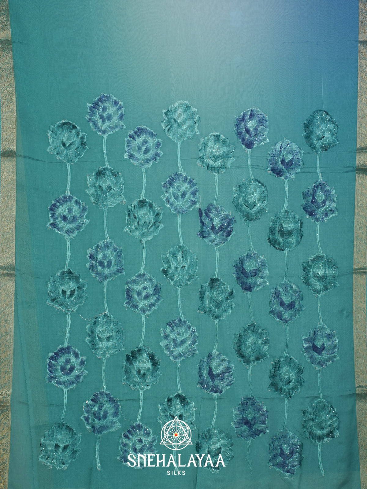Ramar Blue  Semi Crepe Silk Saree