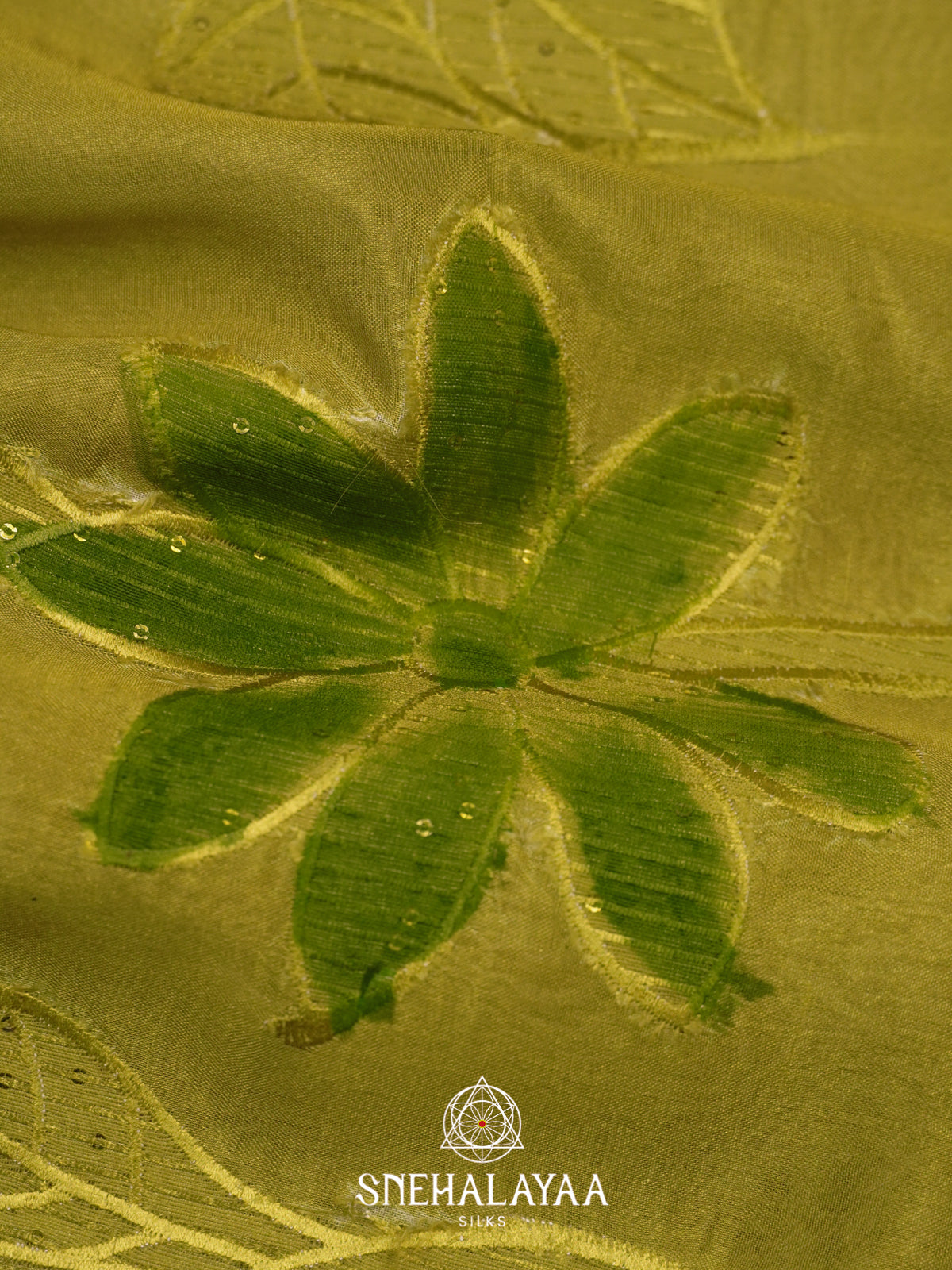Olive Green Semi Crepe Silk Saree
