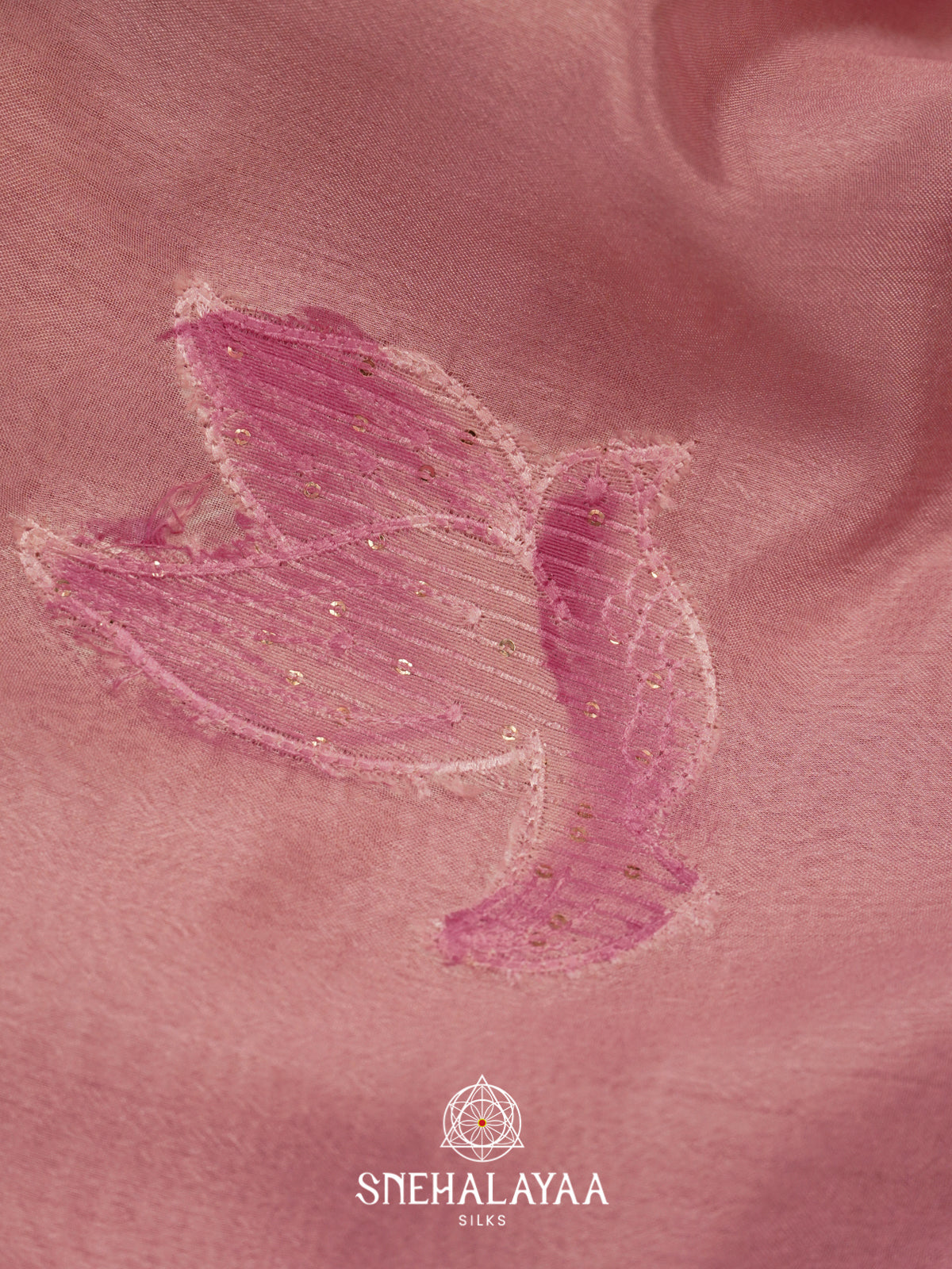 Pink Semi Crepe Silk Saree