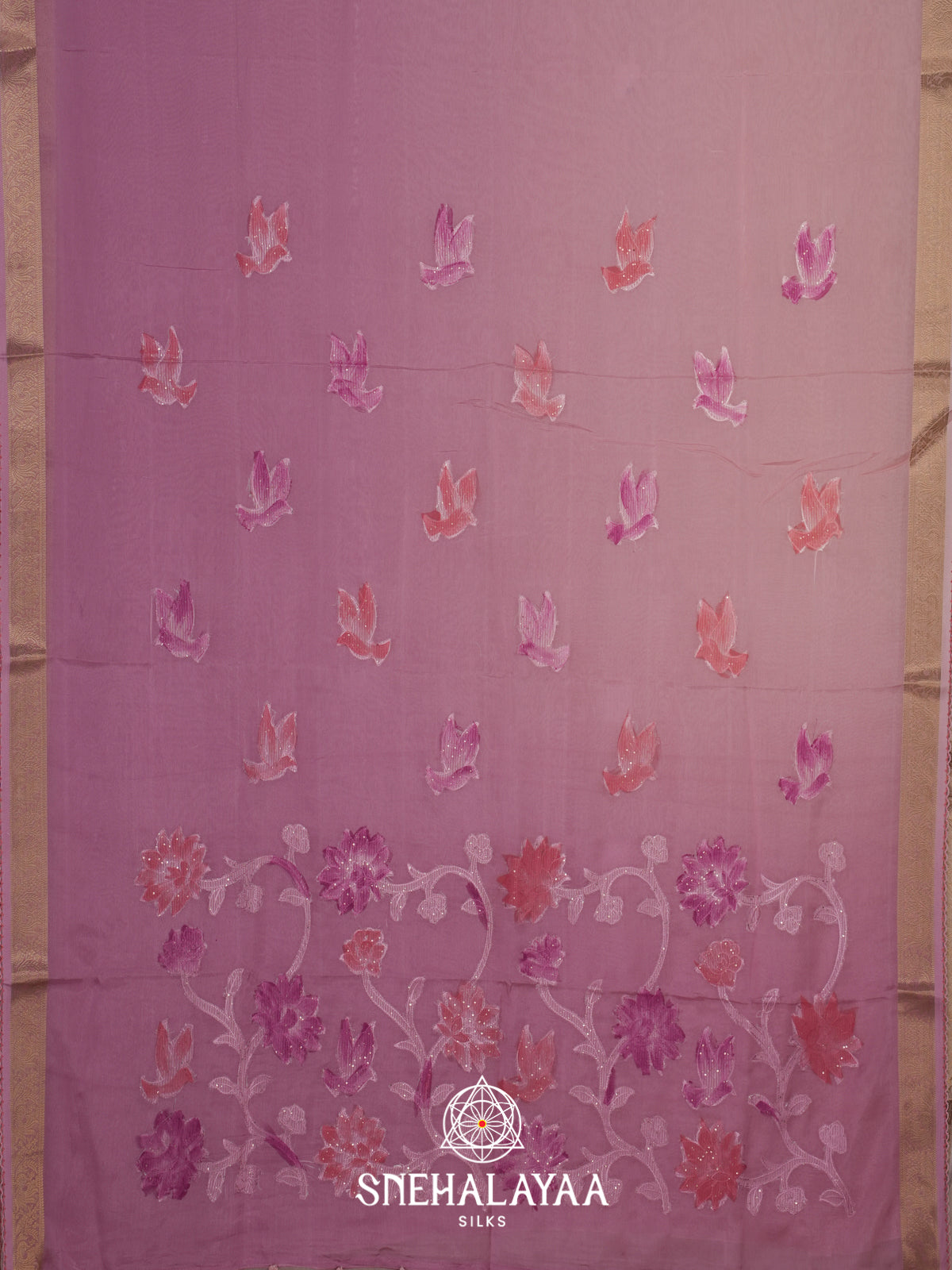 Pink Semi Crepe Silk Saree