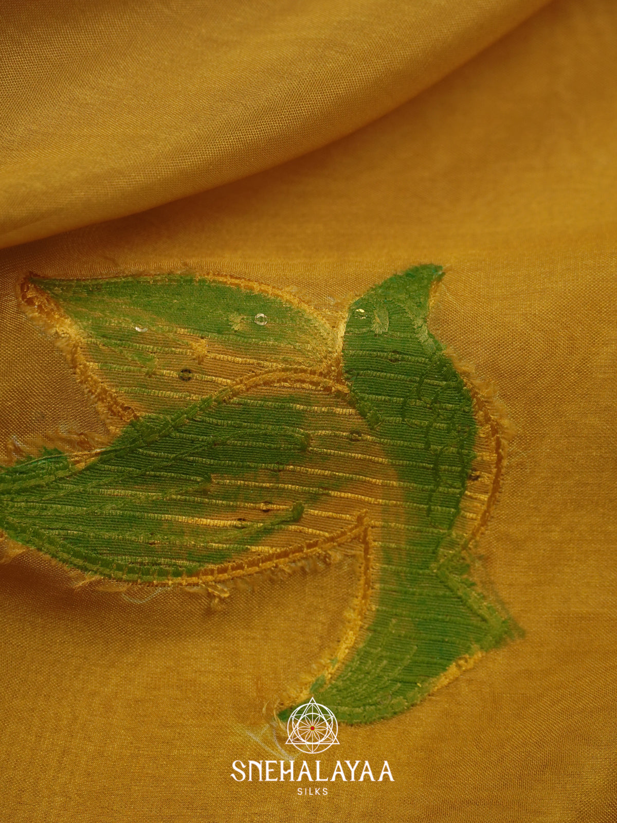 Mustard Semi Crepe Silk Saree