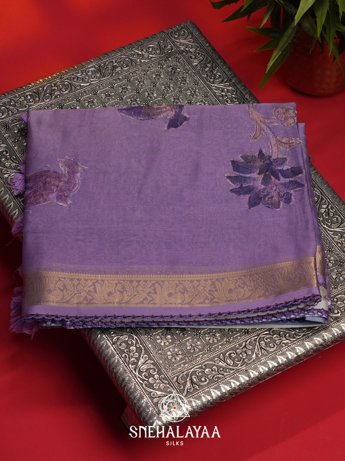 Lavender Semi Crepe Silk Saree