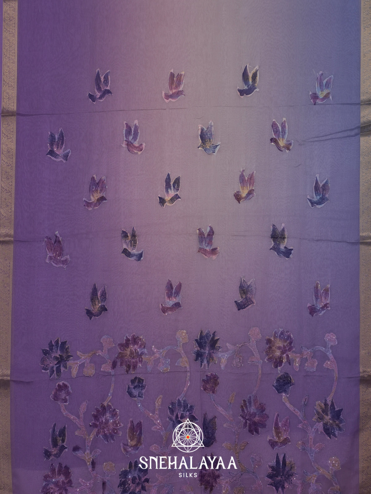 Lavender Semi Crepe Silk Saree