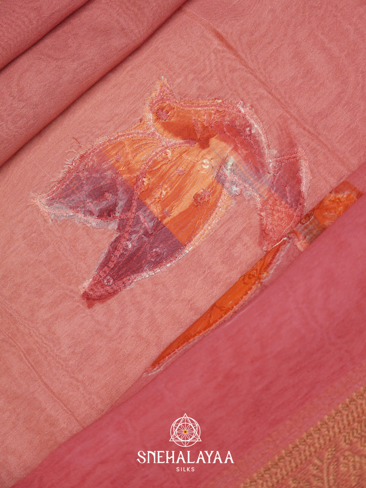 Baby Pink  Semi Crepe Silk Saree