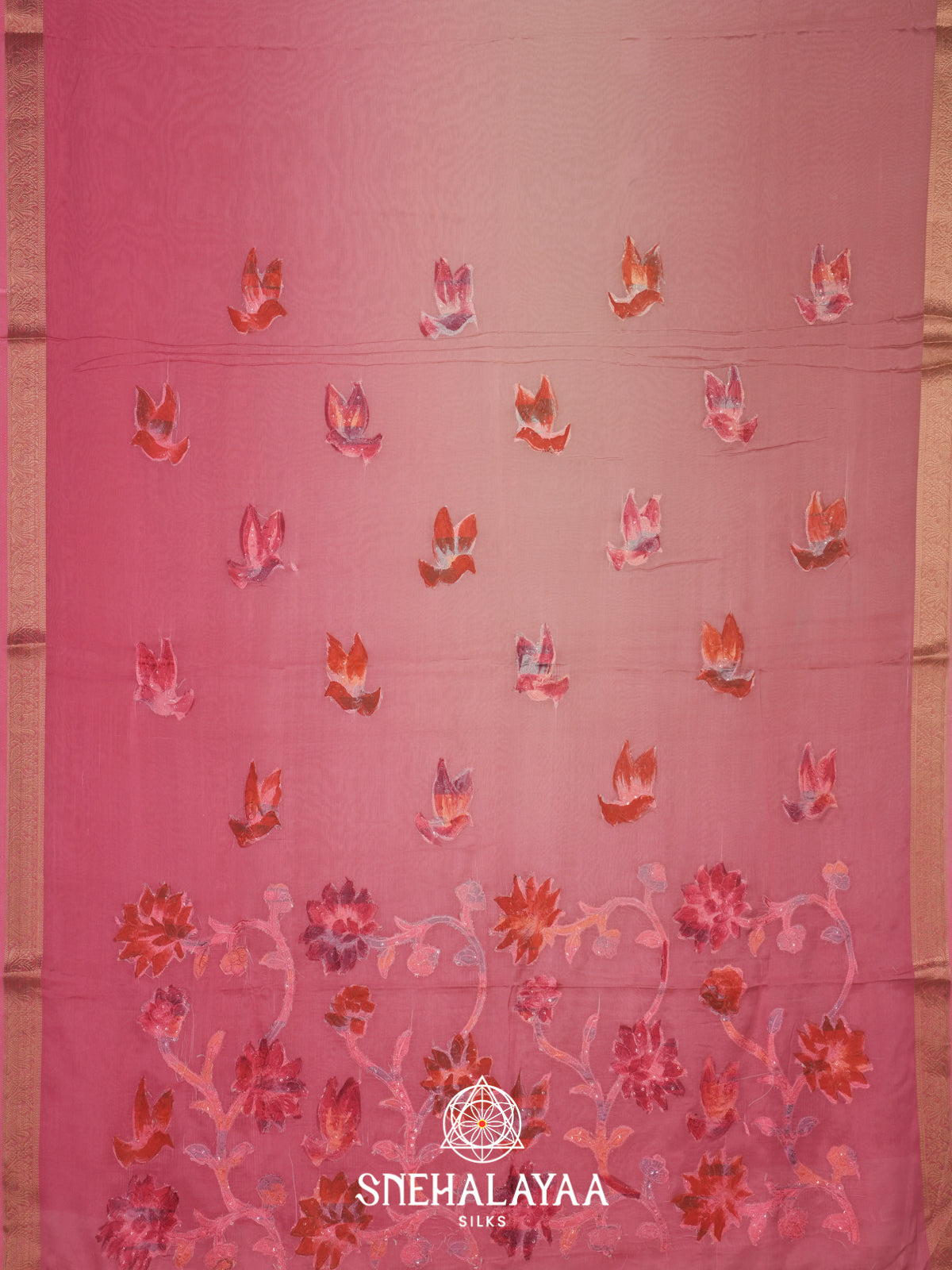 Baby Pink  Semi Crepe Silk Saree