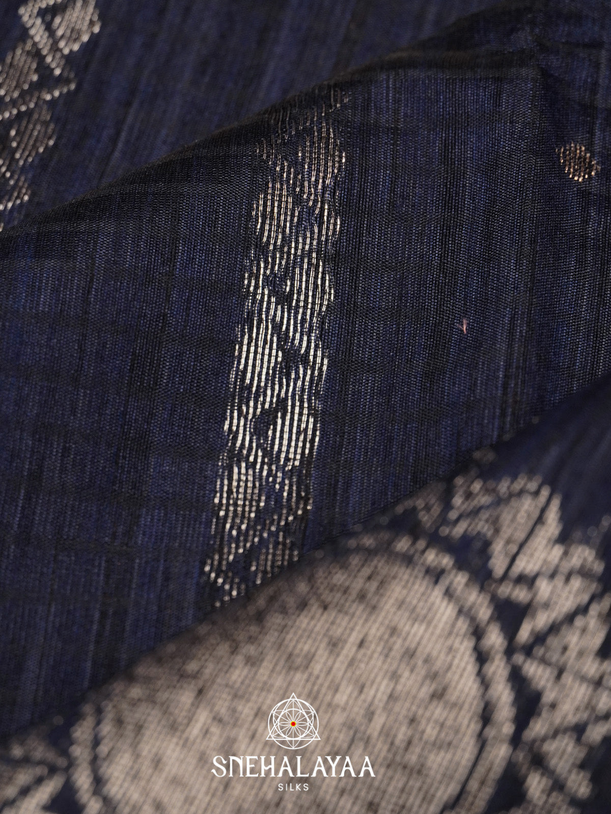 Navy Blue Tussar Saree