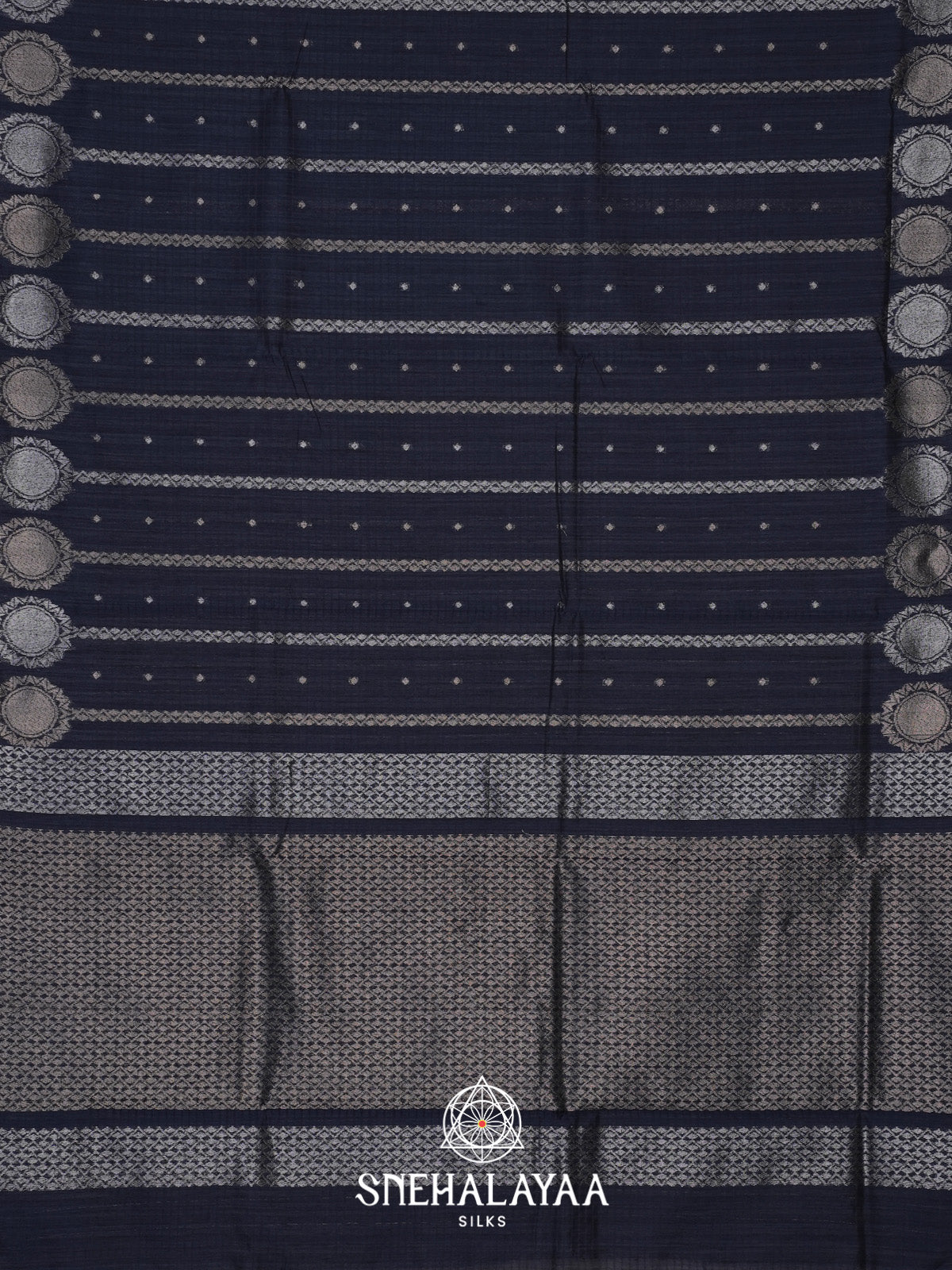 Navy Blue Tussar Saree