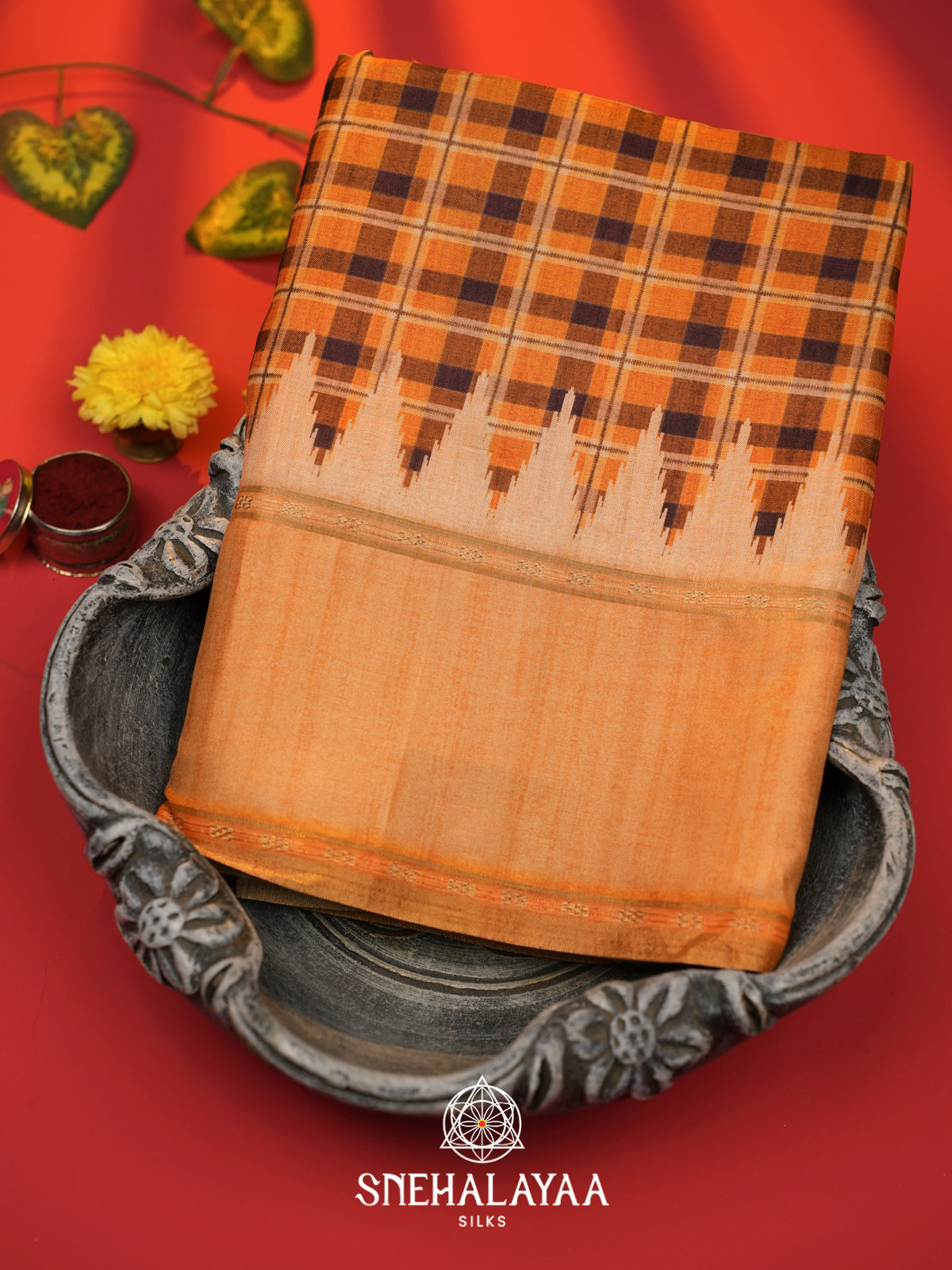 Mustard Yellow Tussar Saree