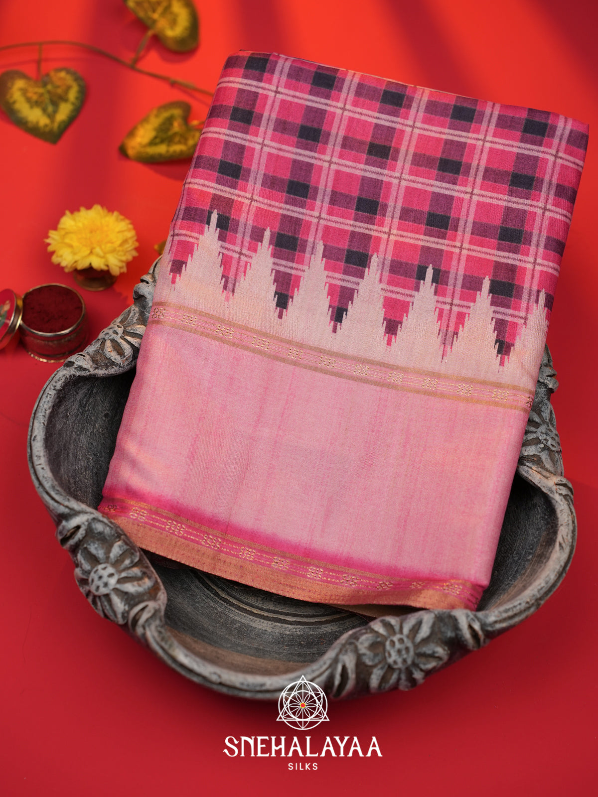 Pink Tussar Saree