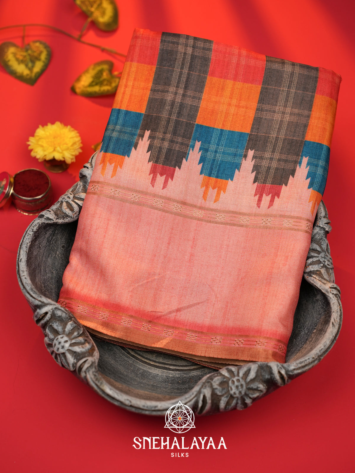 Pink Tussar Saree