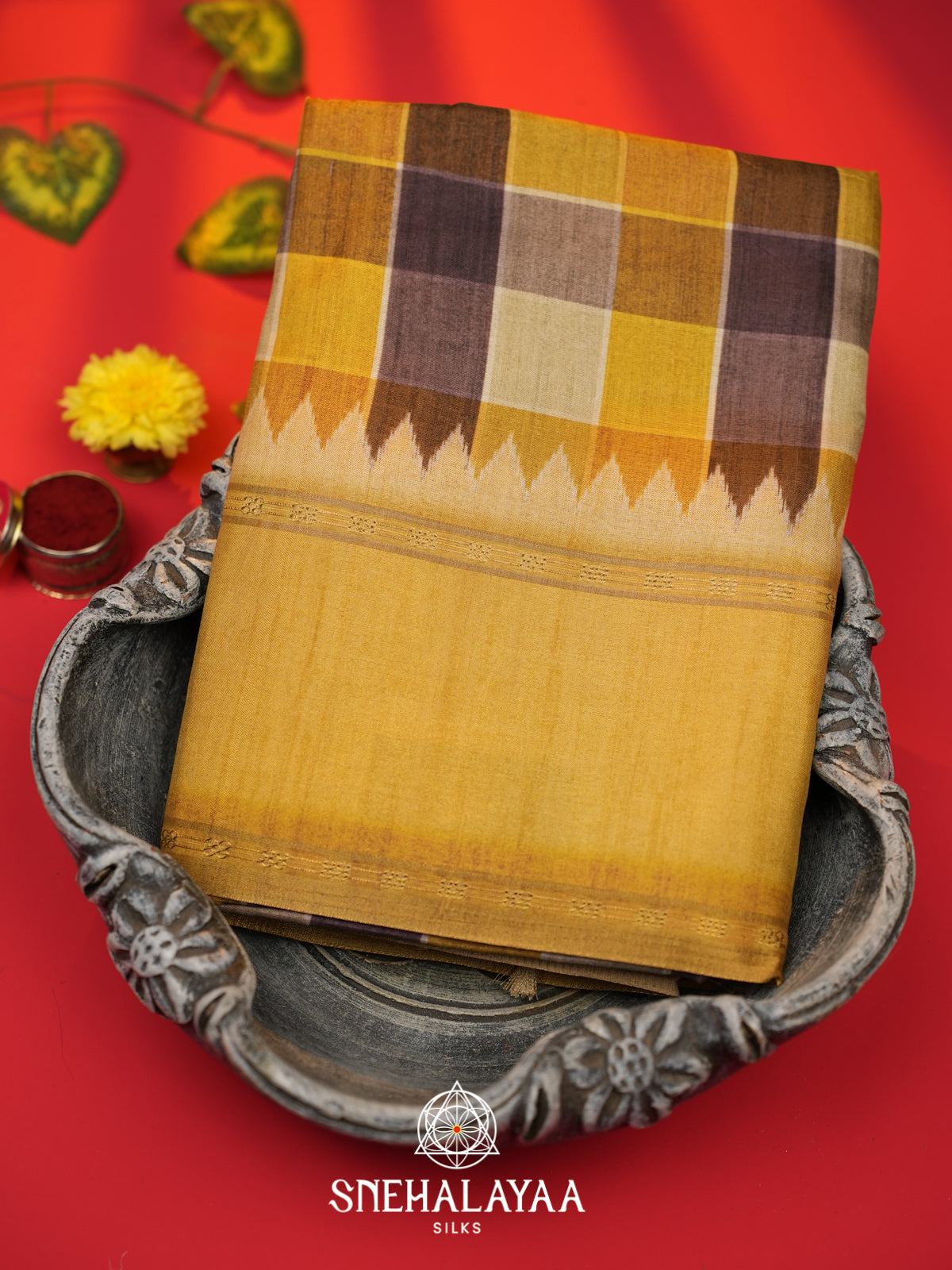Mustard Yellow Tussar Saree