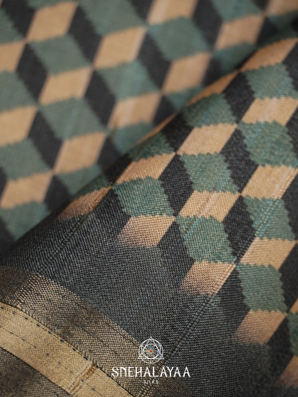 Bottle Green Tussar Saree