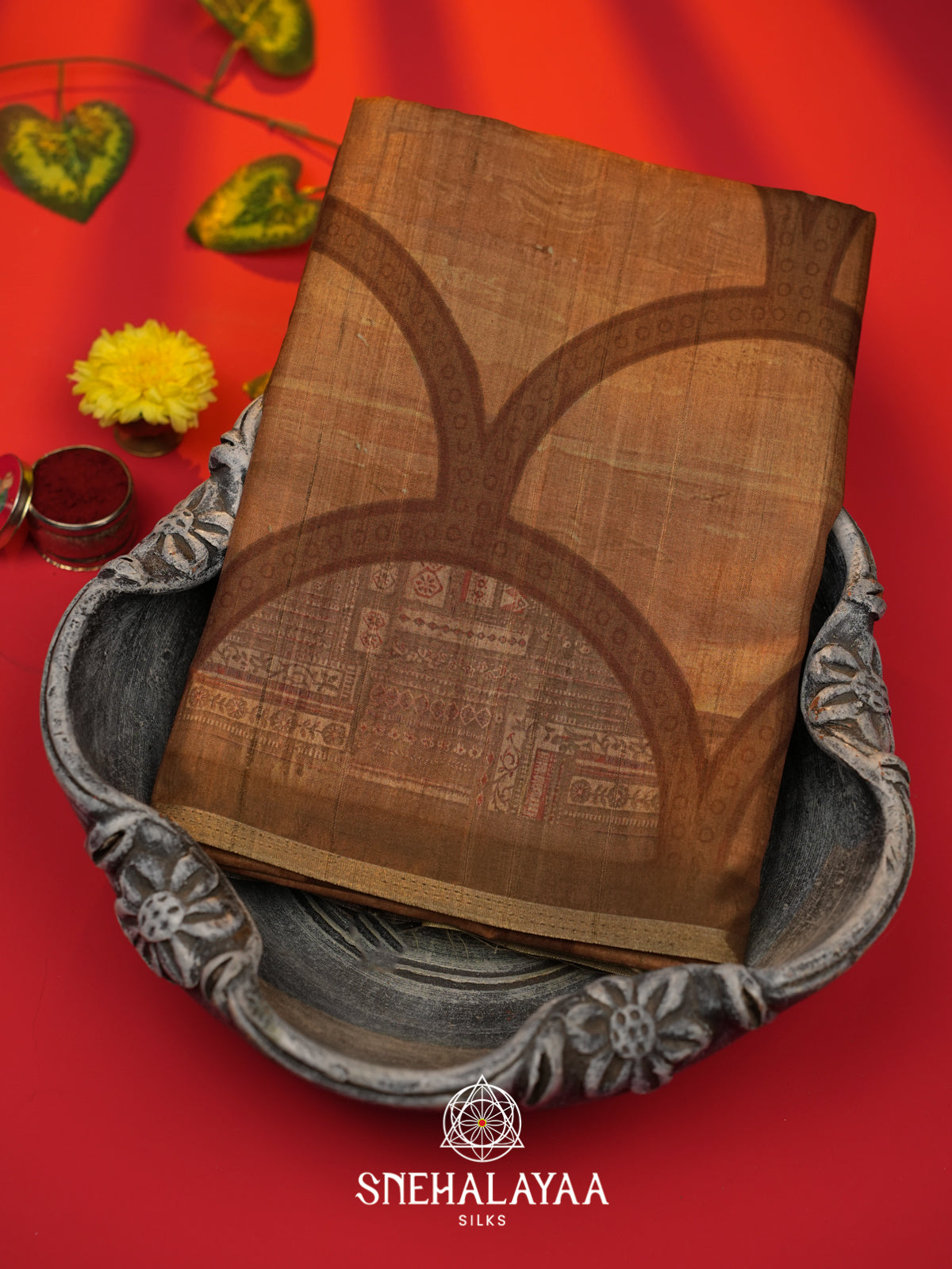 Brown  Tussar Saree