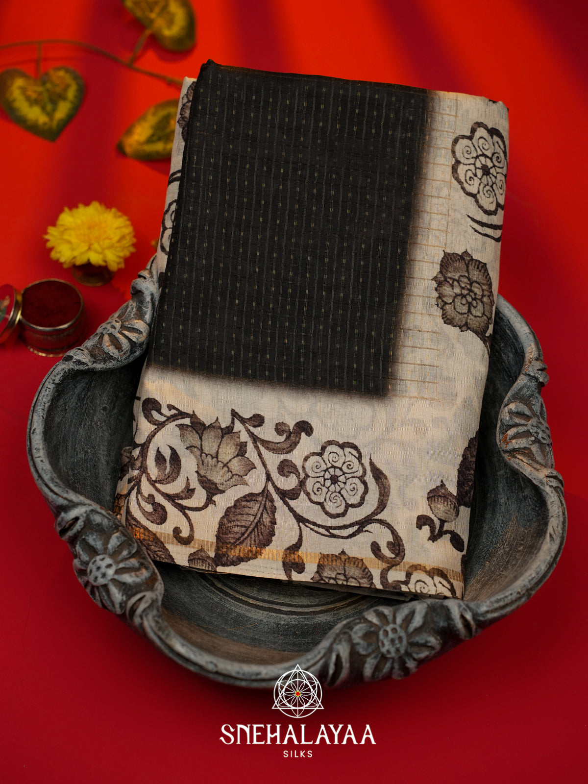 Black Tussar Saree