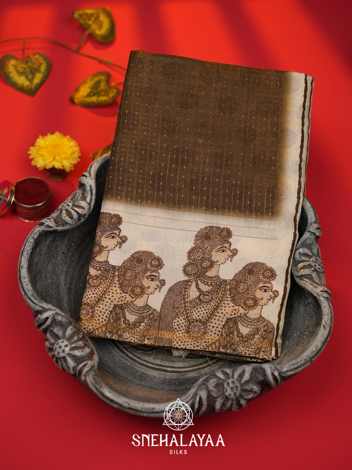 Brown Tussar Saree