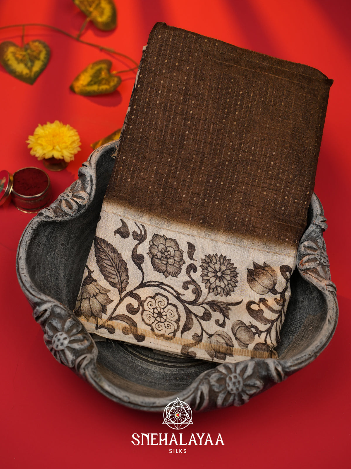 Brown Tussar Saree