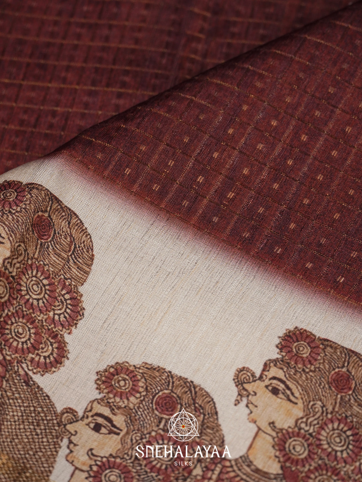 Maroon Tussar Saree