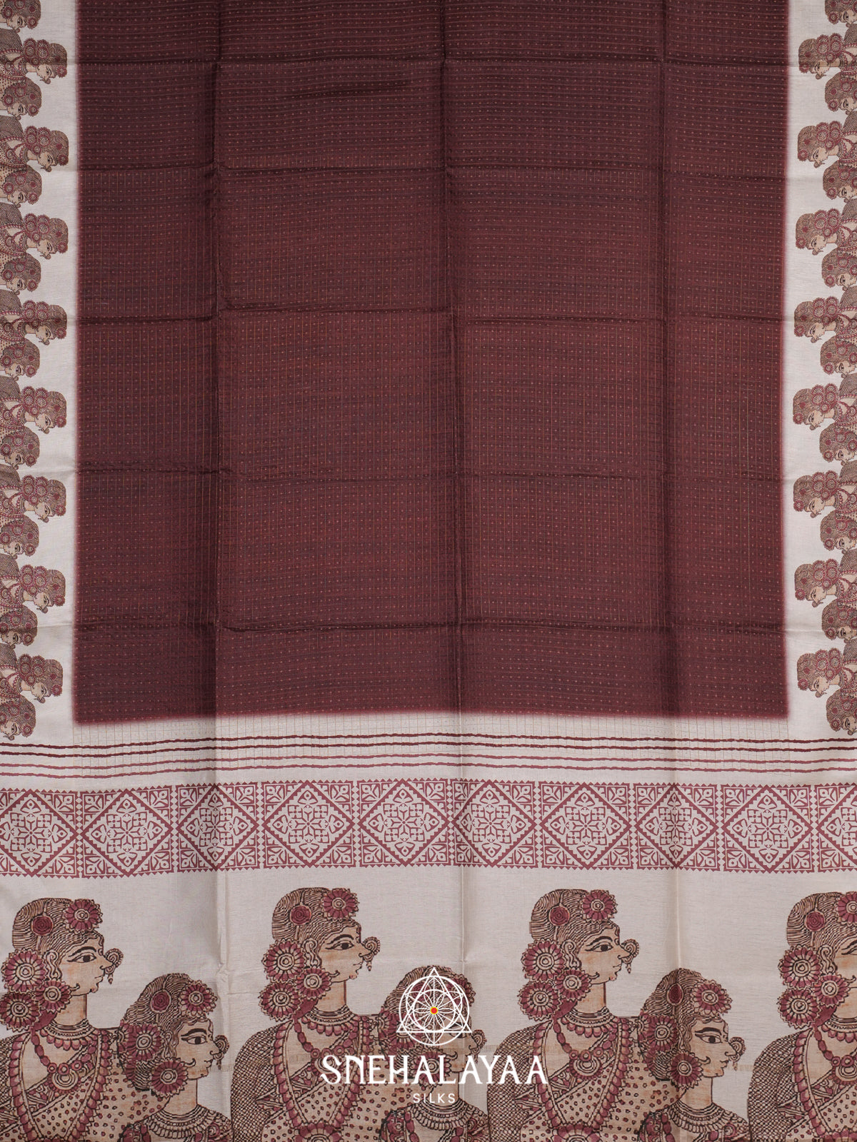 Maroon Tussar Saree