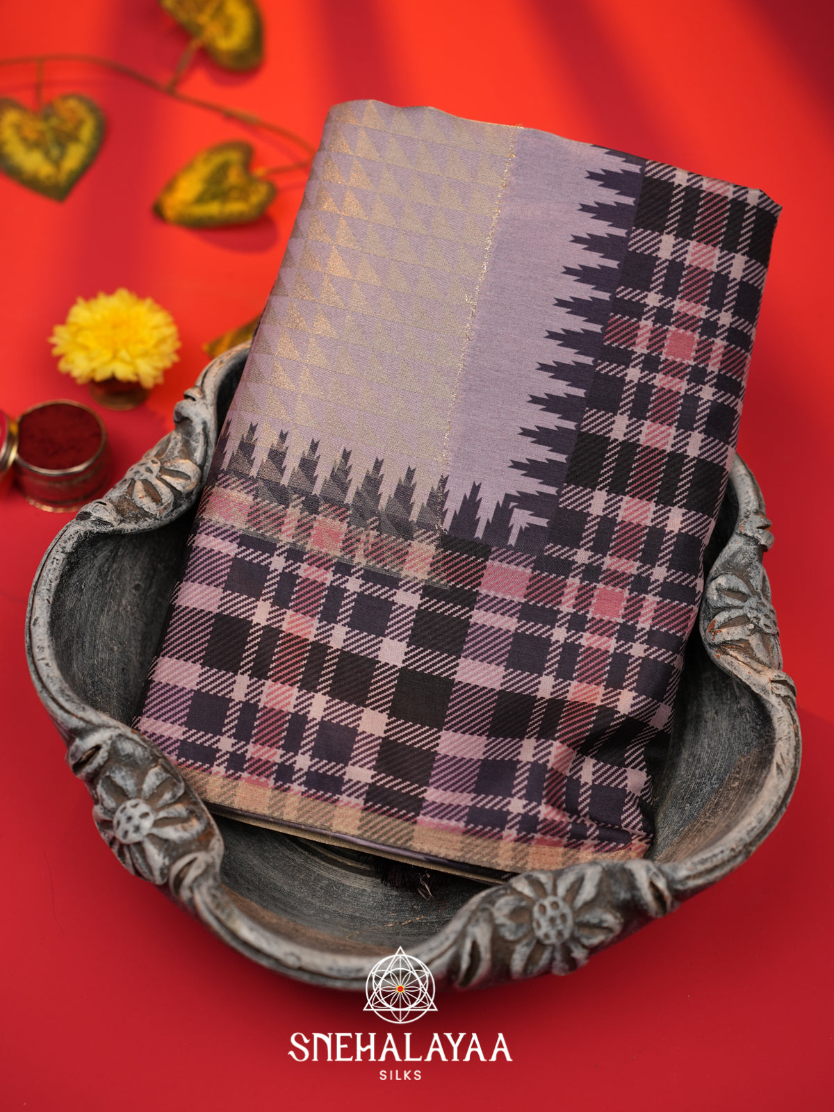 Lavender Tussar Saree