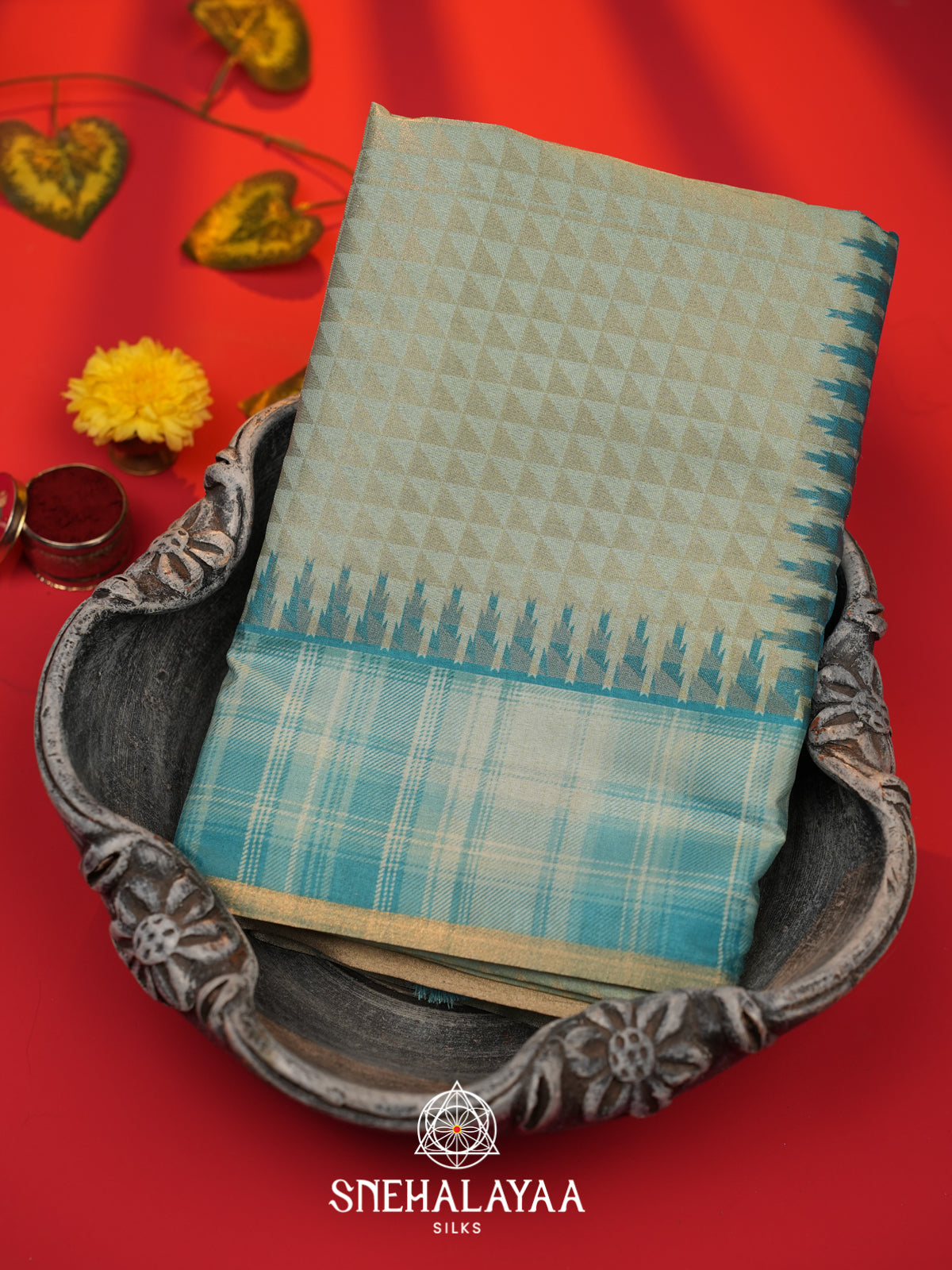 Sea Green Tussar Saree