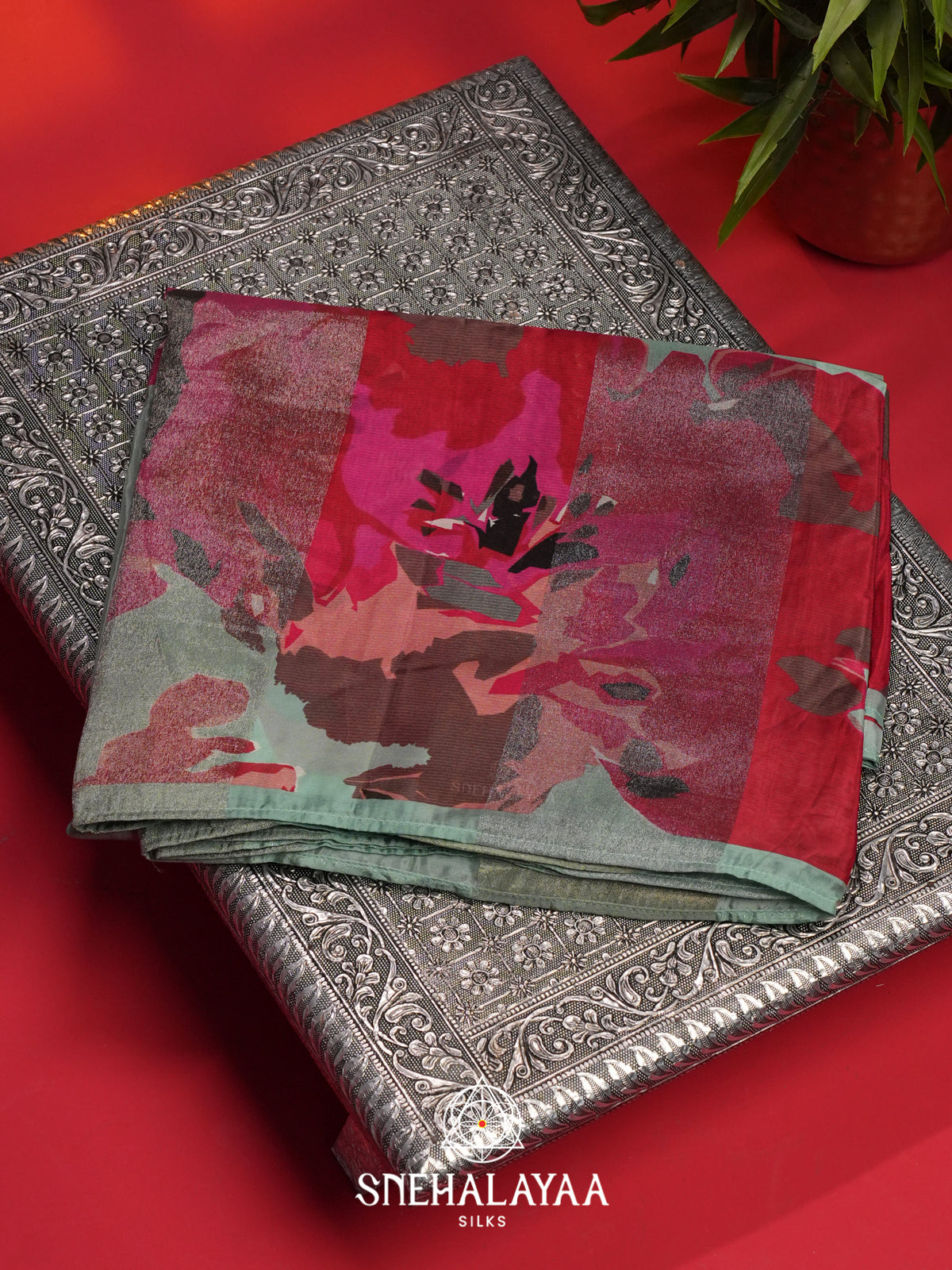Sage Green Semi Crepe Silk Saree