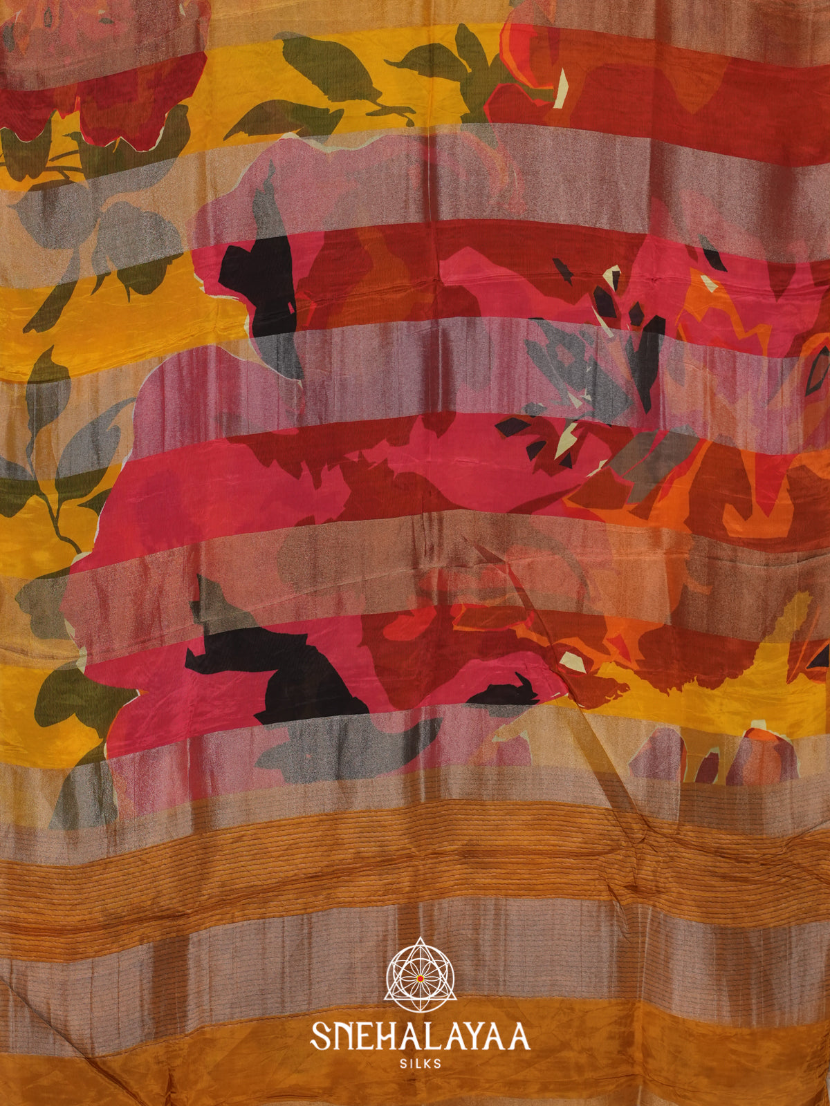 MultiColour Semi Crepe Silk Saree