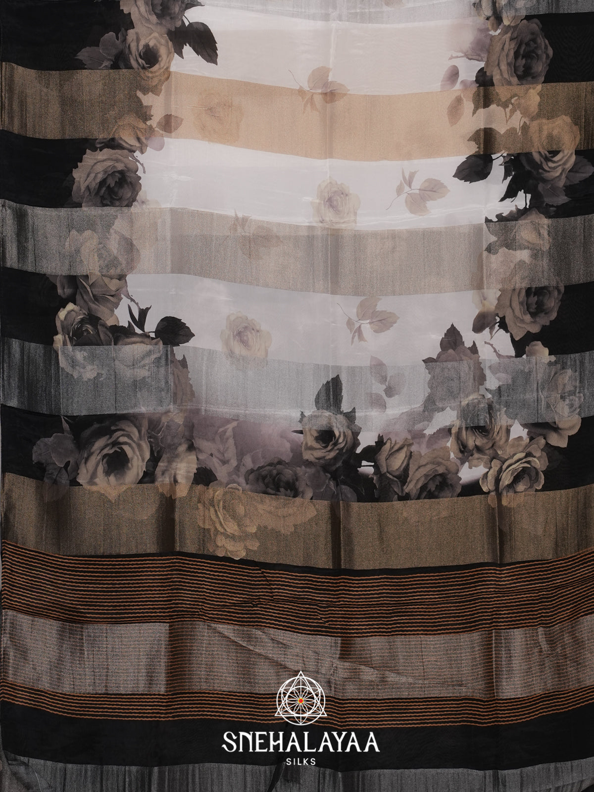 Off White Semi Crepe Silk Saree