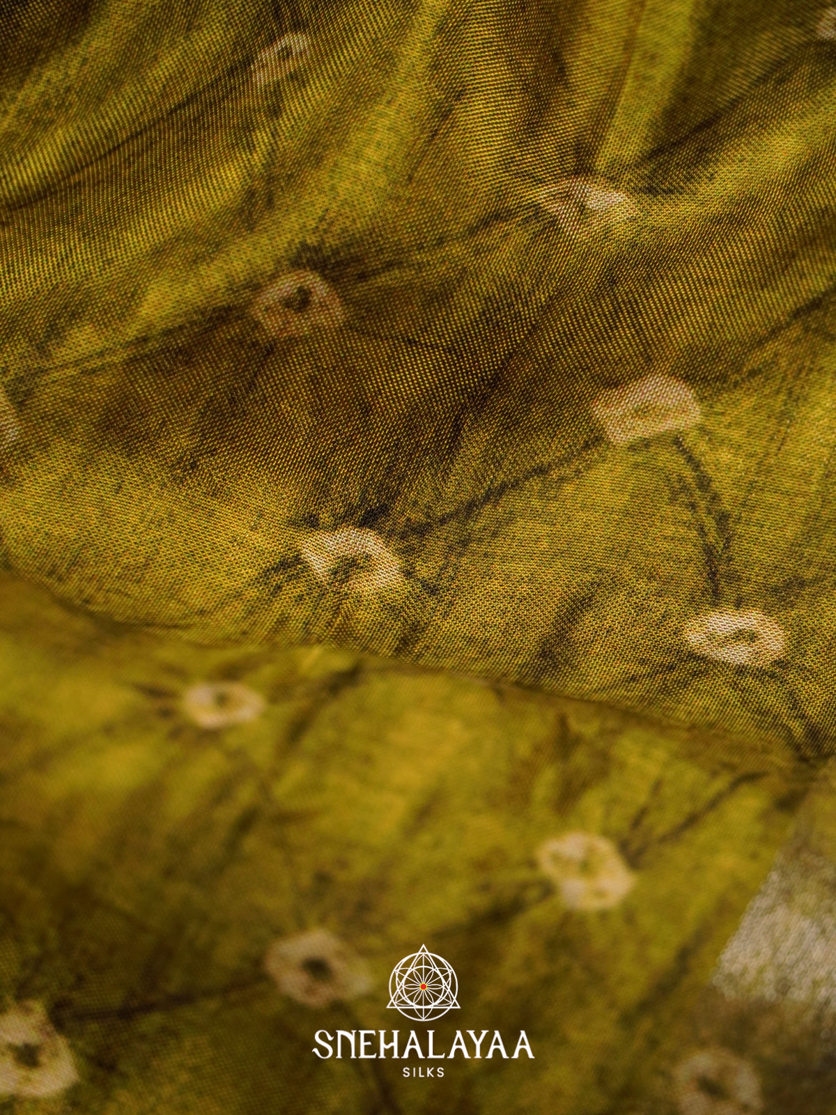 Mehendi Green Semi Crepe Silk Saree