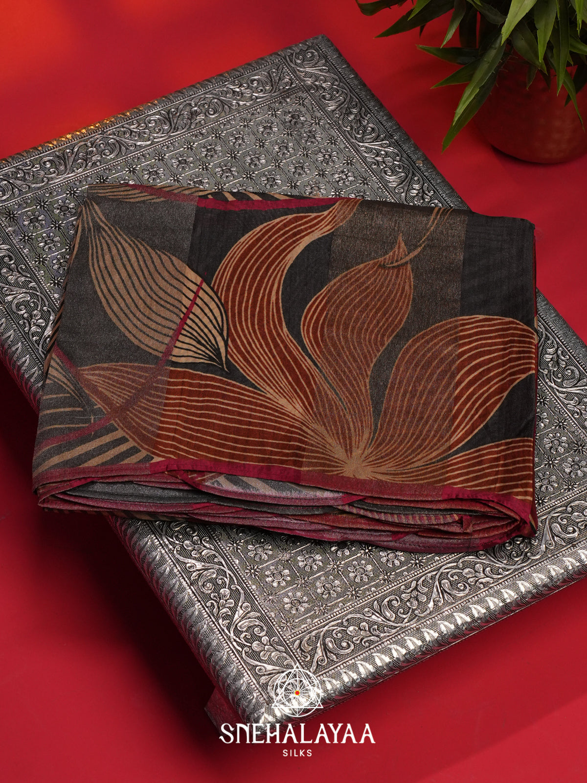 Black Semi Crepe Silk Saree