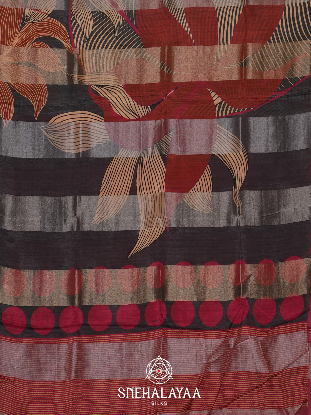 Black Semi Crepe Silk Saree