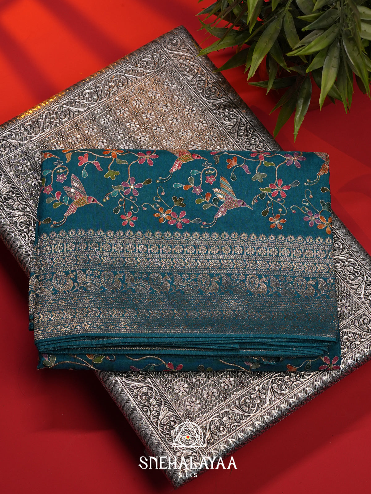 Peacock Blue Banaras Saree