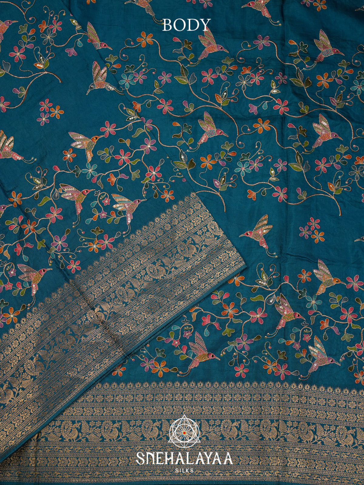 Peacock Blue Banaras Saree