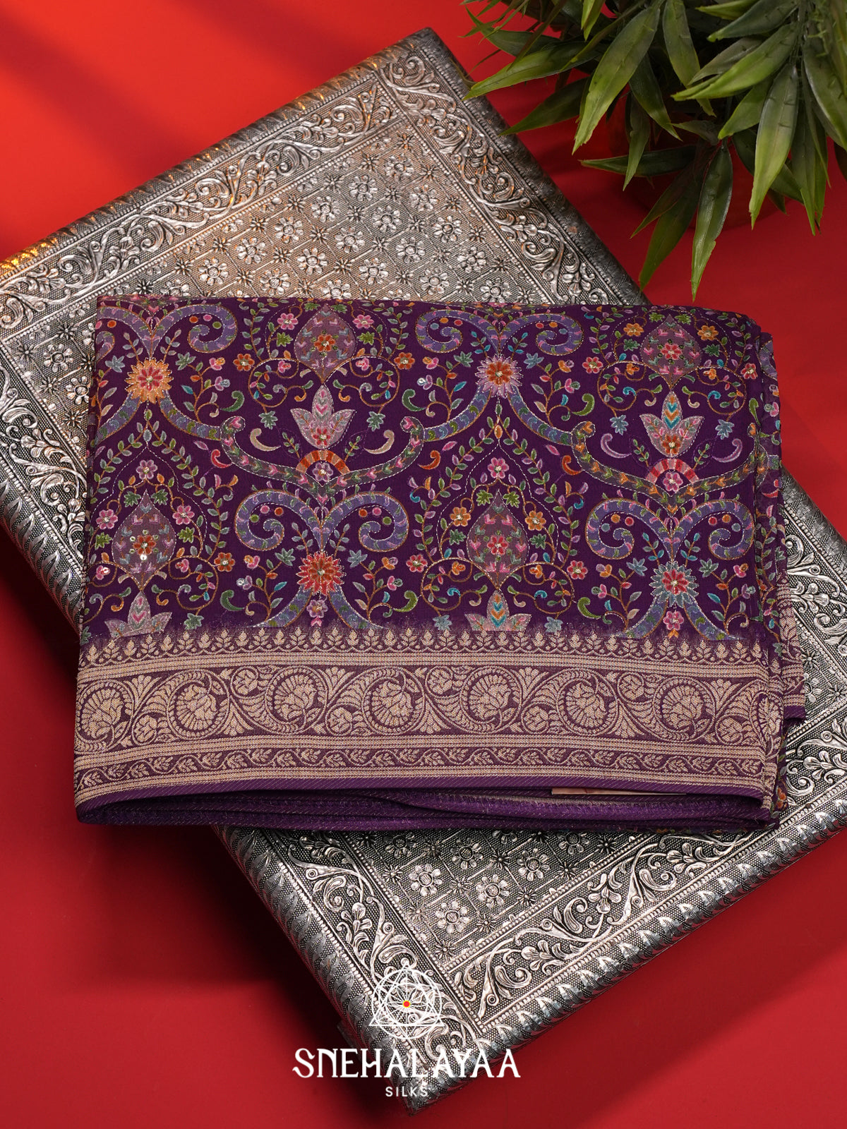 Purple  Georgette Saree