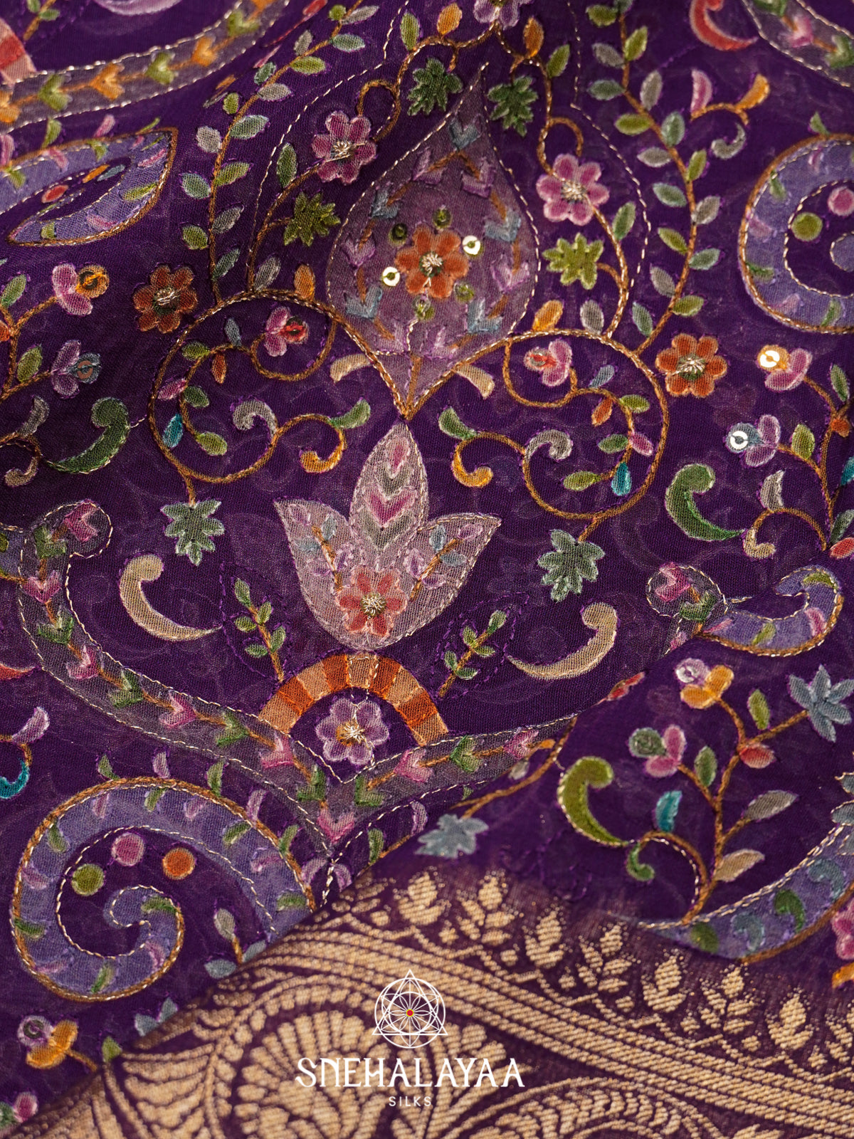 Purple  Georgette Saree