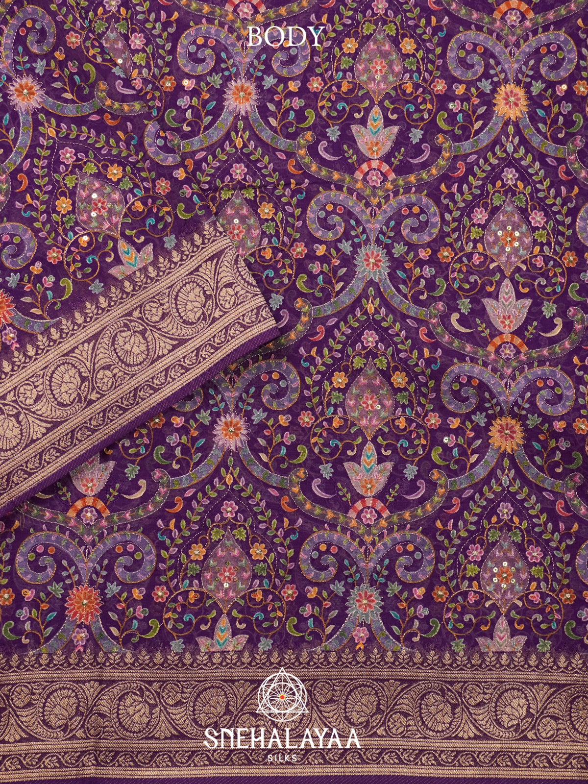Purple  Georgette Saree