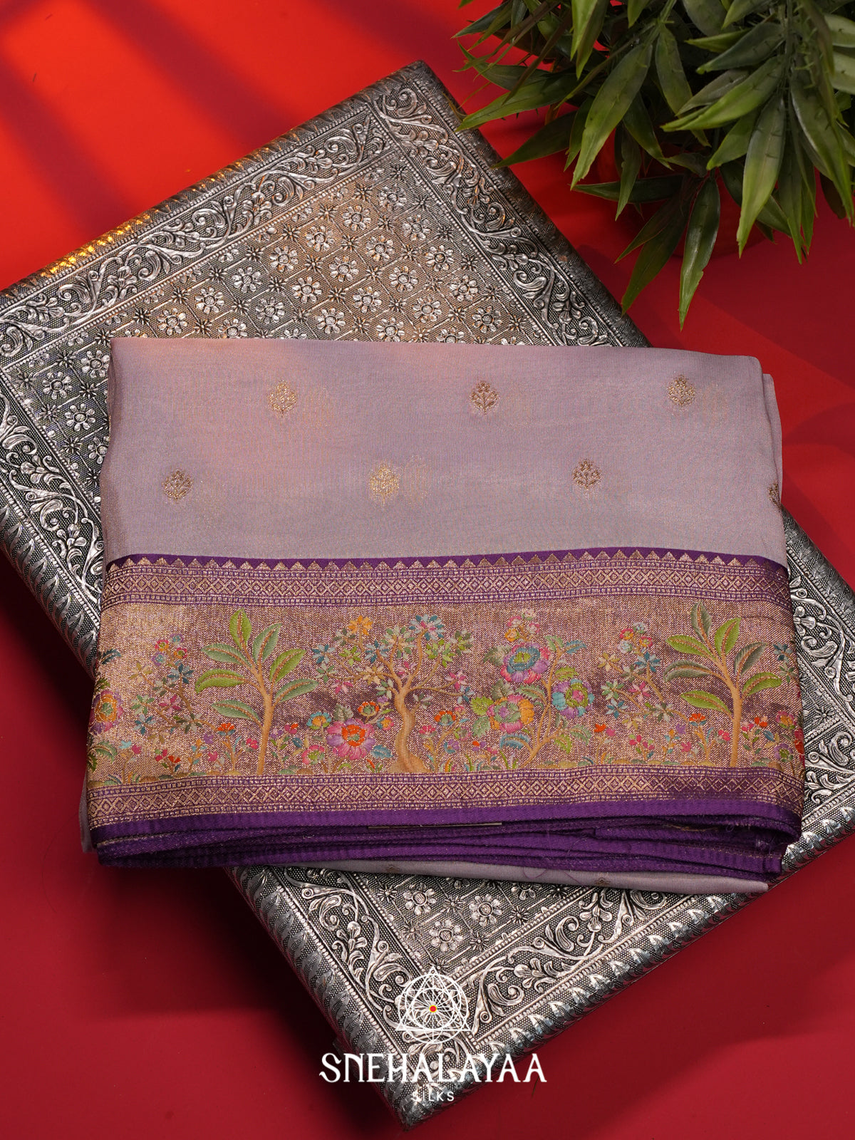 Lilac Banaras Saree
