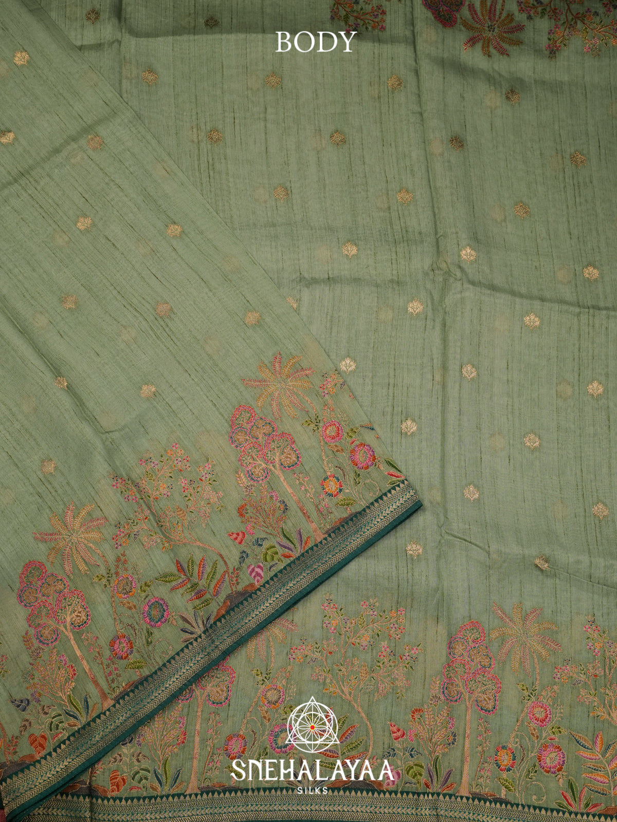 Olive Green Banaras Saree